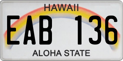 HI license plate EAB136