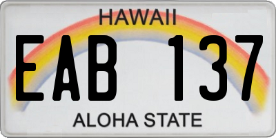 HI license plate EAB137