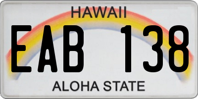 HI license plate EAB138