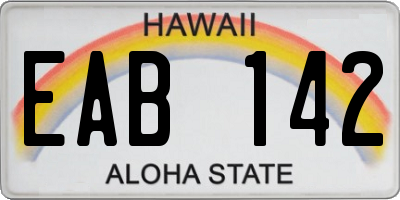 HI license plate EAB142