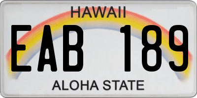 HI license plate EAB189