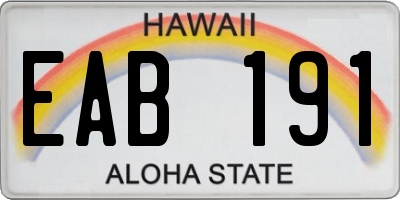 HI license plate EAB191