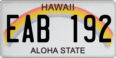 HI license plate EAB192