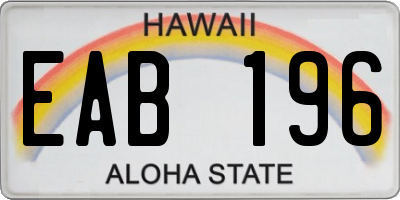 HI license plate EAB196