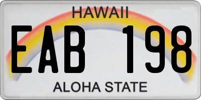 HI license plate EAB198
