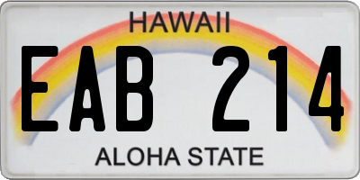 HI license plate EAB214