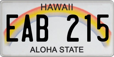 HI license plate EAB215