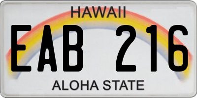 HI license plate EAB216