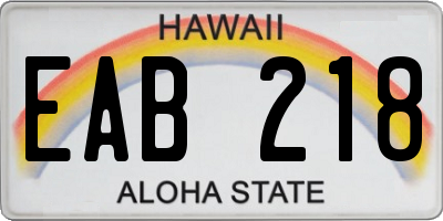 HI license plate EAB218