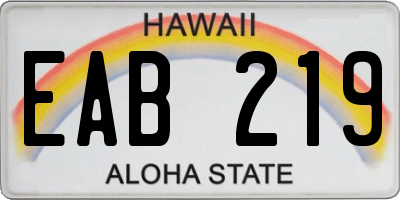 HI license plate EAB219