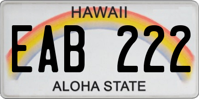 HI license plate EAB222