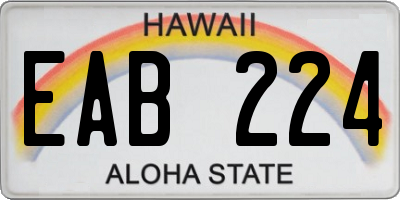 HI license plate EAB224