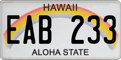 HI license plate EAB233