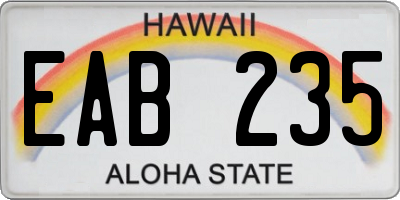 HI license plate EAB235