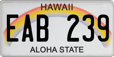 HI license plate EAB239