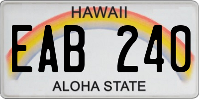 HI license plate EAB240