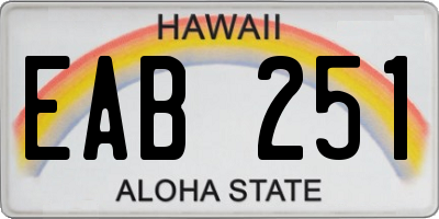 HI license plate EAB251