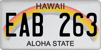 HI license plate EAB263