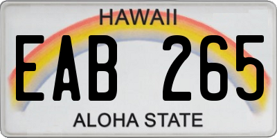 HI license plate EAB265