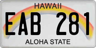 HI license plate EAB281