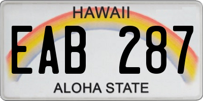 HI license plate EAB287