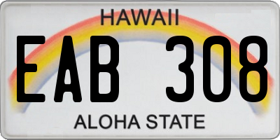 HI license plate EAB308