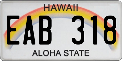 HI license plate EAB318