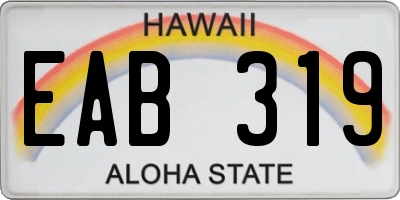 HI license plate EAB319