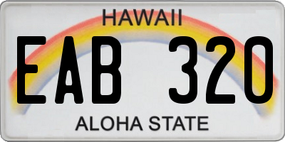 HI license plate EAB320
