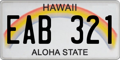 HI license plate EAB321