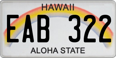 HI license plate EAB322
