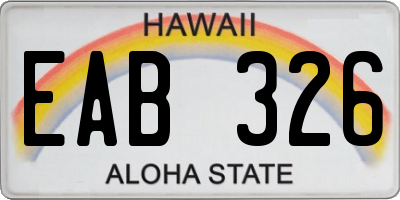 HI license plate EAB326