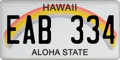 HI license plate EAB334