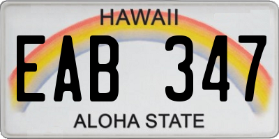 HI license plate EAB347