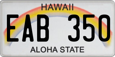 HI license plate EAB350