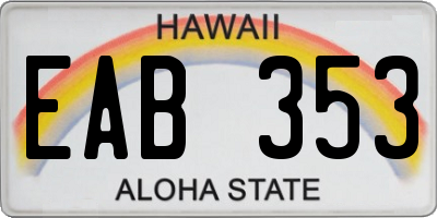 HI license plate EAB353