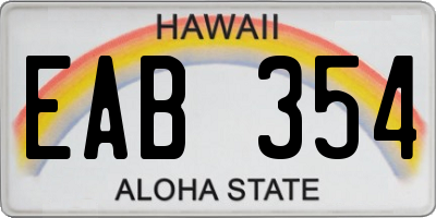 HI license plate EAB354