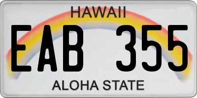 HI license plate EAB355