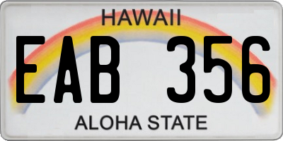 HI license plate EAB356