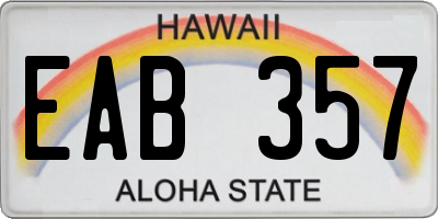 HI license plate EAB357