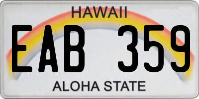 HI license plate EAB359