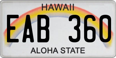 HI license plate EAB360