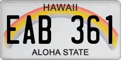 HI license plate EAB361