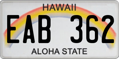 HI license plate EAB362