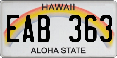 HI license plate EAB363