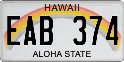 HI license plate EAB374
