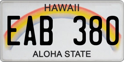 HI license plate EAB380