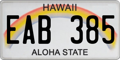 HI license plate EAB385