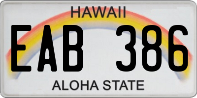 HI license plate EAB386