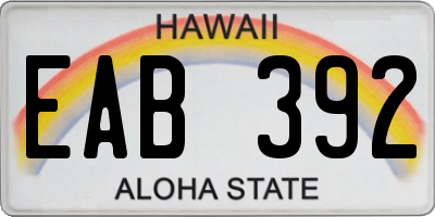 HI license plate EAB392